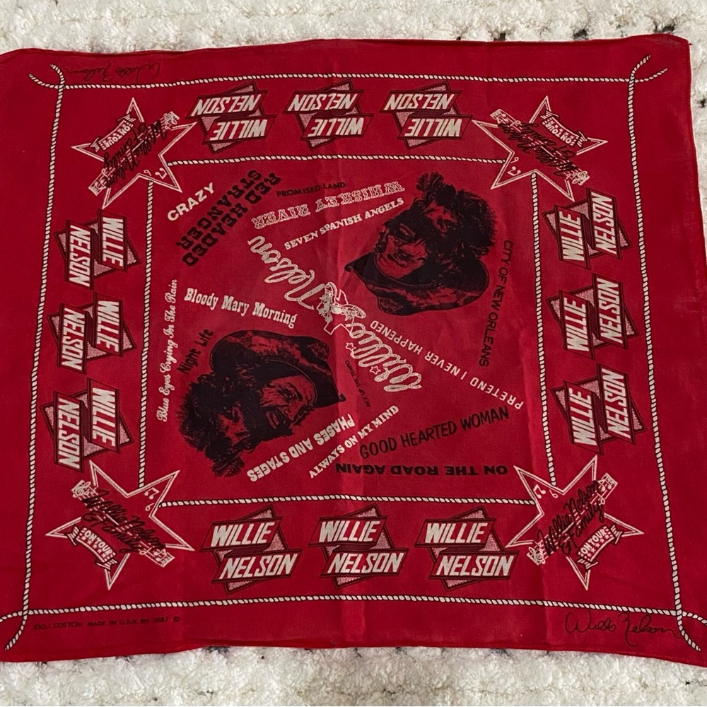 Vintage Willie Nelson Red Bandana